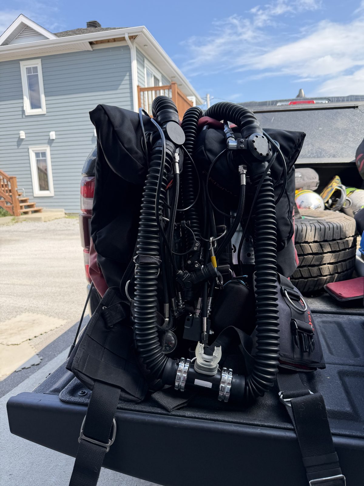 Rebreather prepped on the tailgate