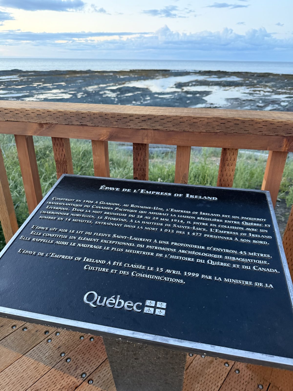 Québec heritage plaque for the wreck