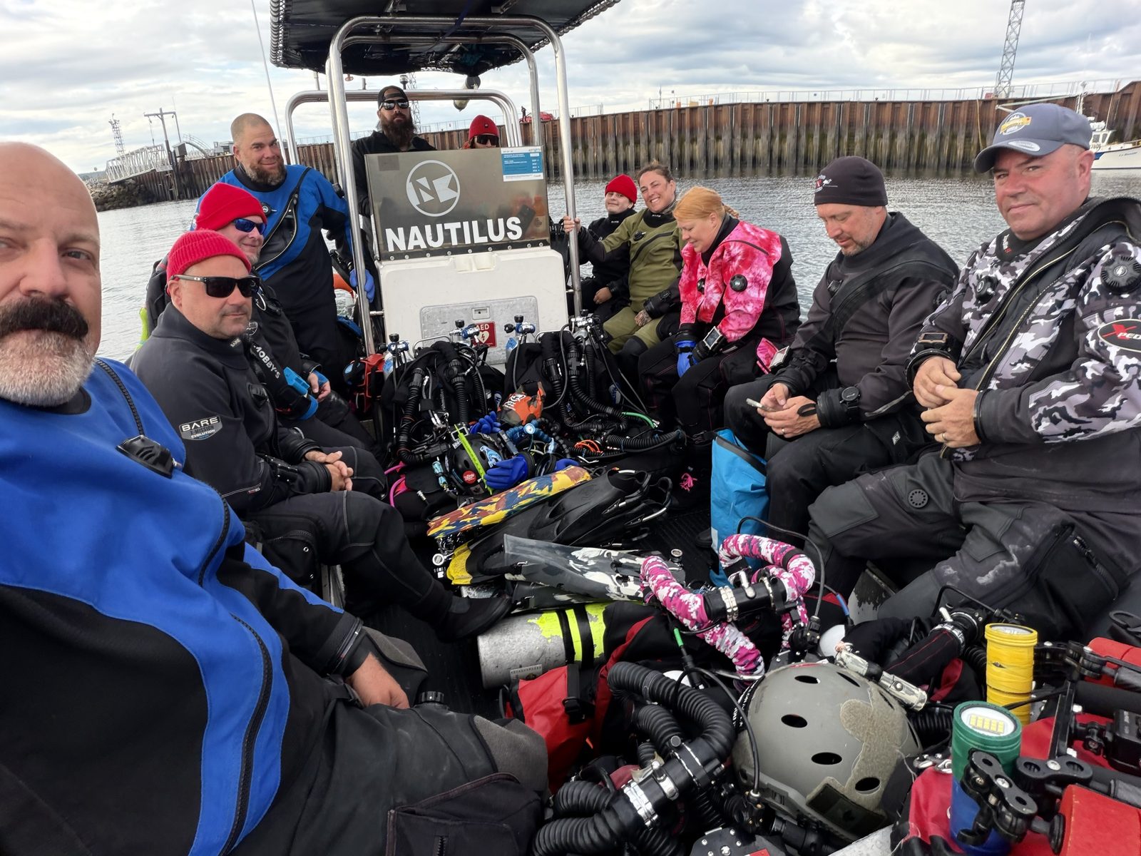 The dive team aboard