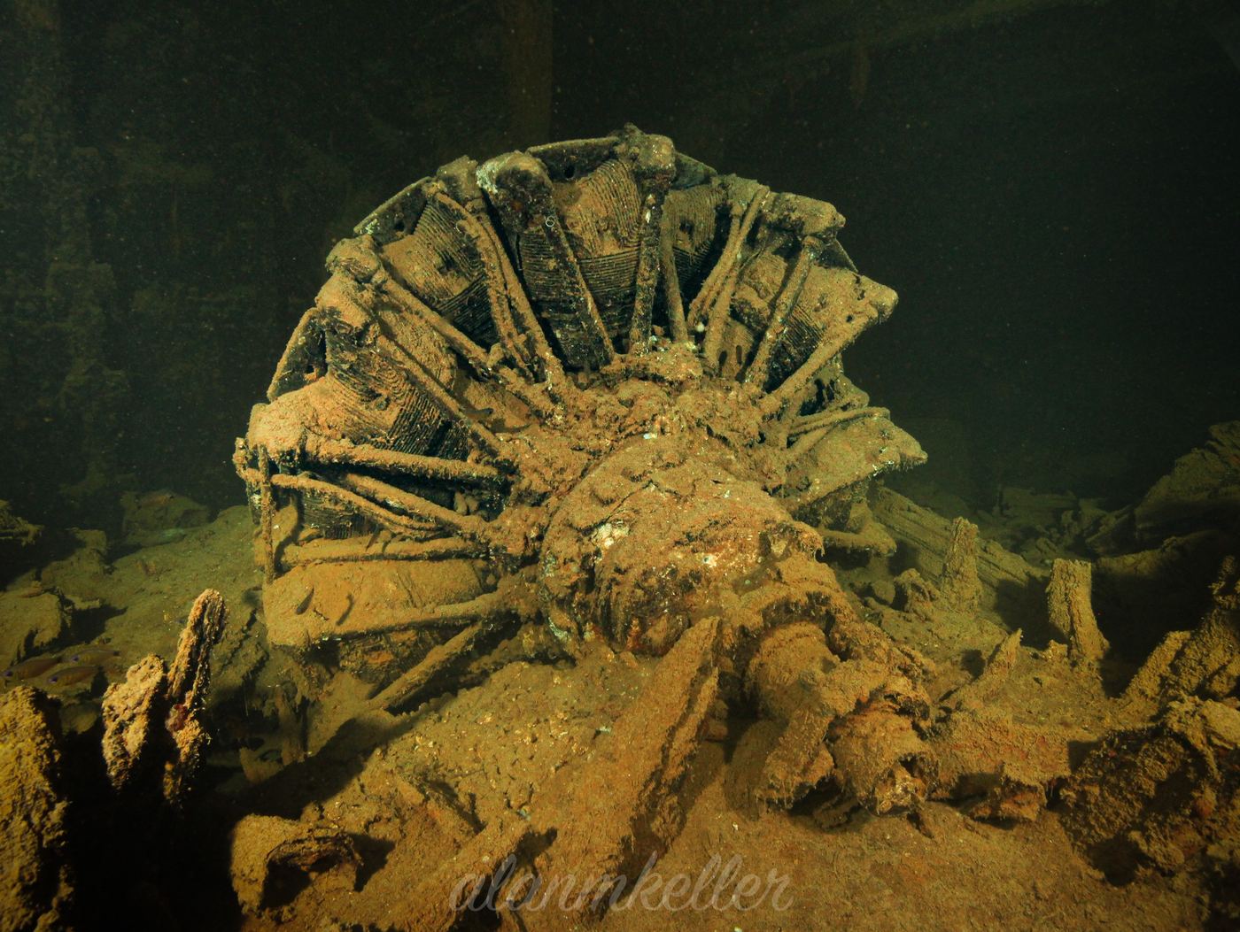 A radial aircraft engine in the hold
