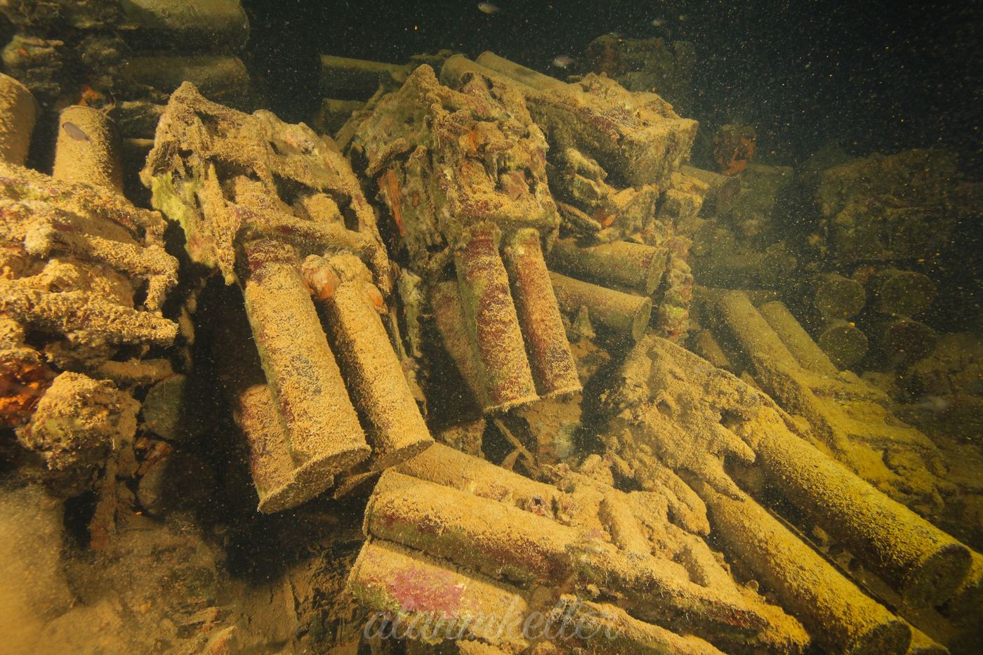 Shells stacked in the hold