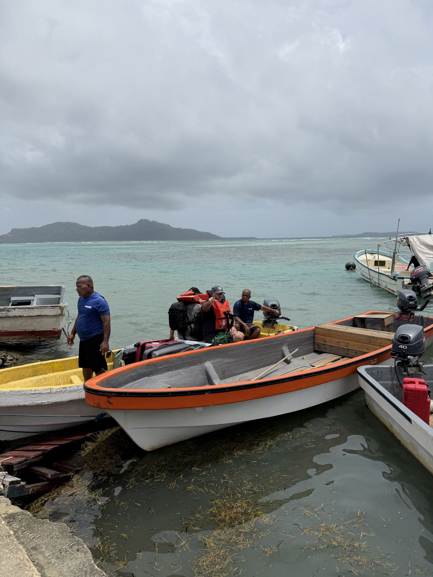 Skiffs at the shore after the storm