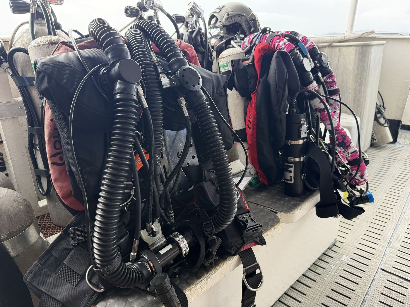 Rebreathers on the dive deck